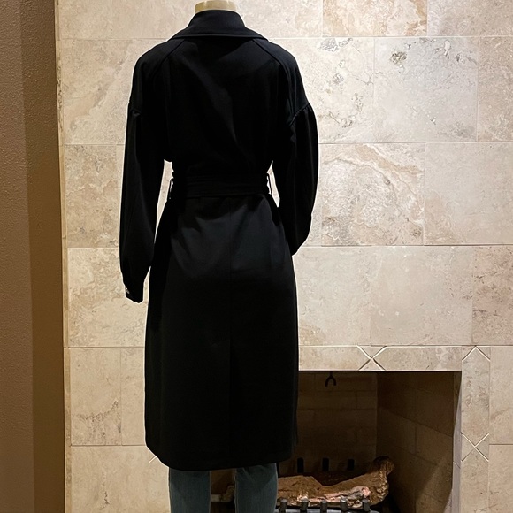 TAHARI black long-line open front trench coat w/belt NWT - Picture 6 of 11